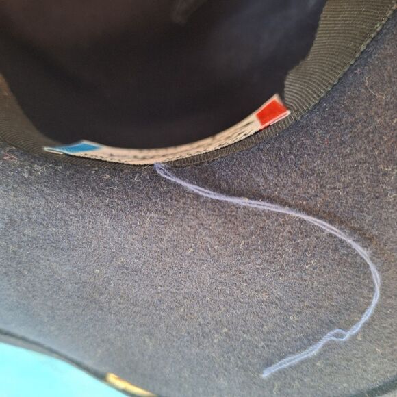 Vintage Mr. John Classic Wool Hat Wide Brim Satin Bow Navy Blue MCM Made in USA - Picture 13 of 13